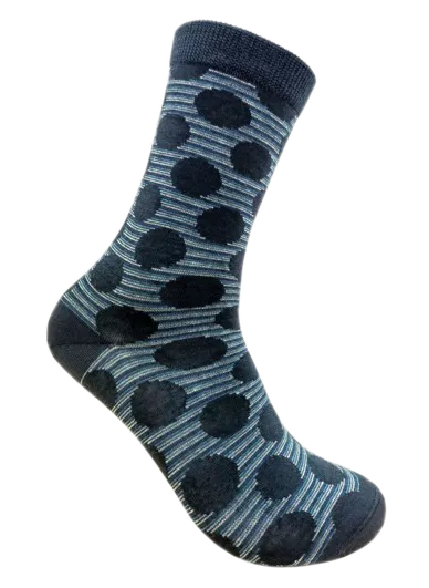 DS - Ladies Merino Crew Stripe/Dot Socks