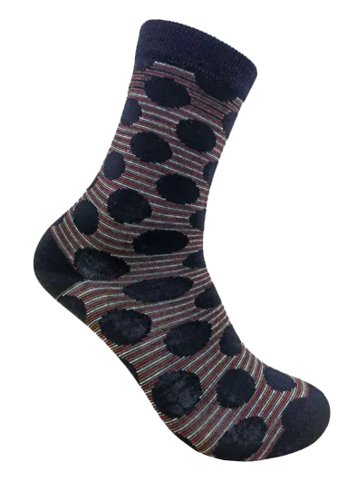 DS - Ladies Merino Crew Stripe/Dot Socks