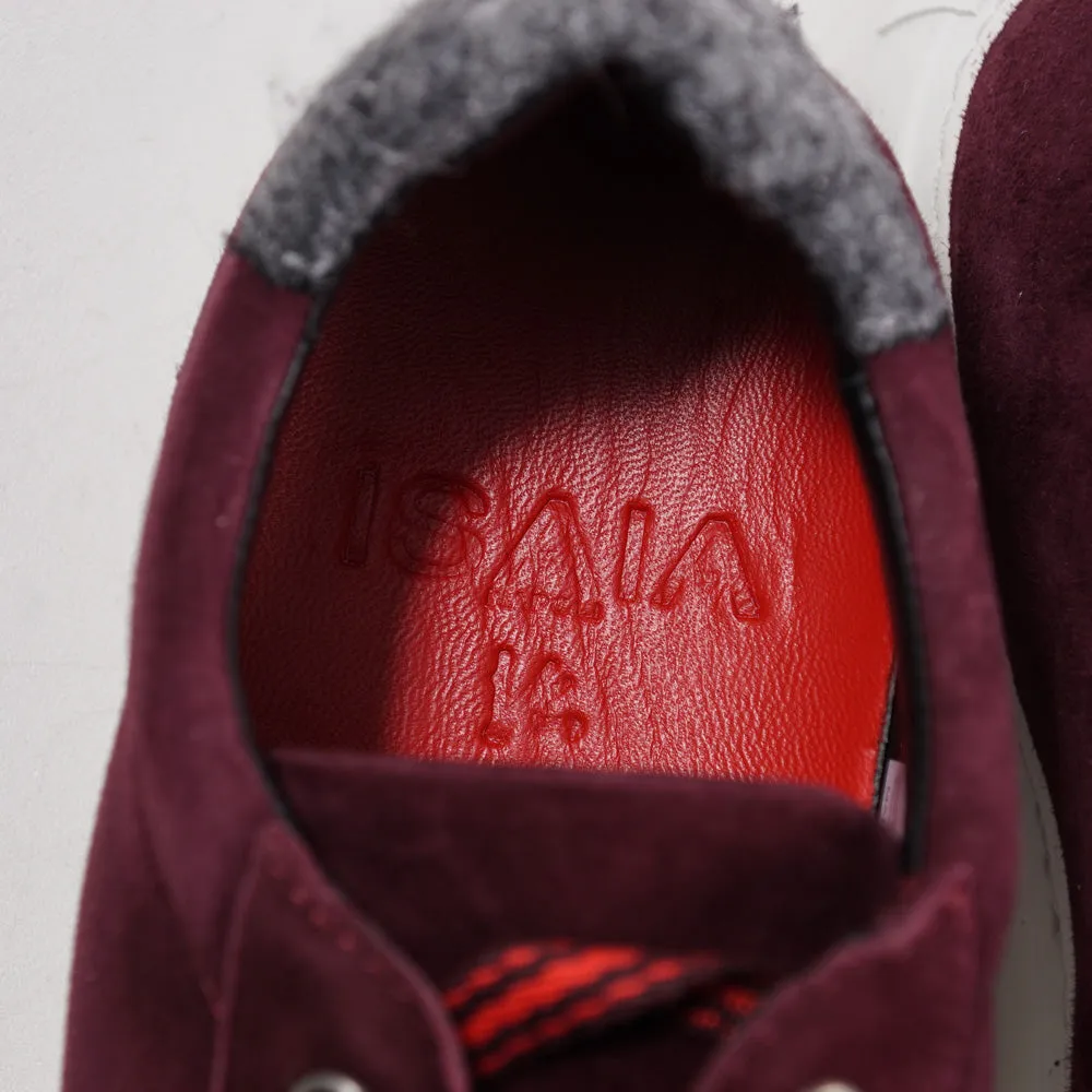 Isaia Burgundy Calf Suede Sneakers