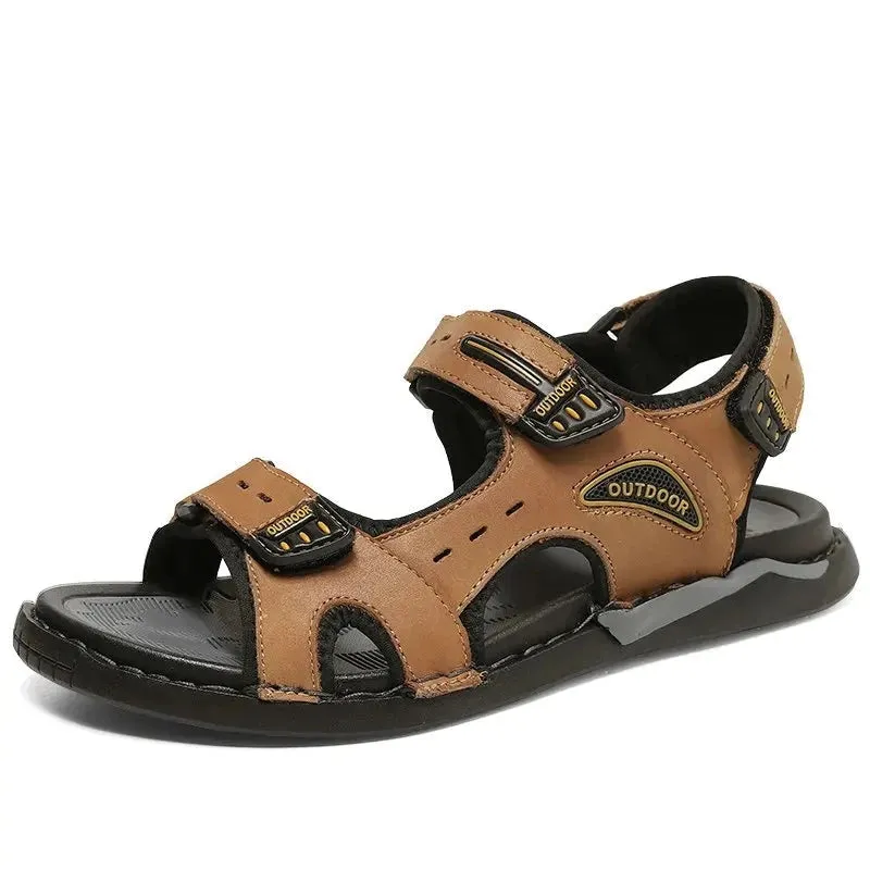 Men's Summer New Genuine Leather Sandals Men's Casual Beach Shoes Outdoor Original Design Brand Walking Shoes Size 38~46