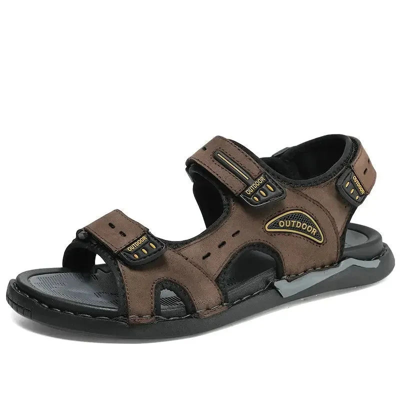 Men's Summer New Genuine Leather Sandals Men's Casual Beach Shoes Outdoor Original Design Brand Walking Shoes Size 38~46
