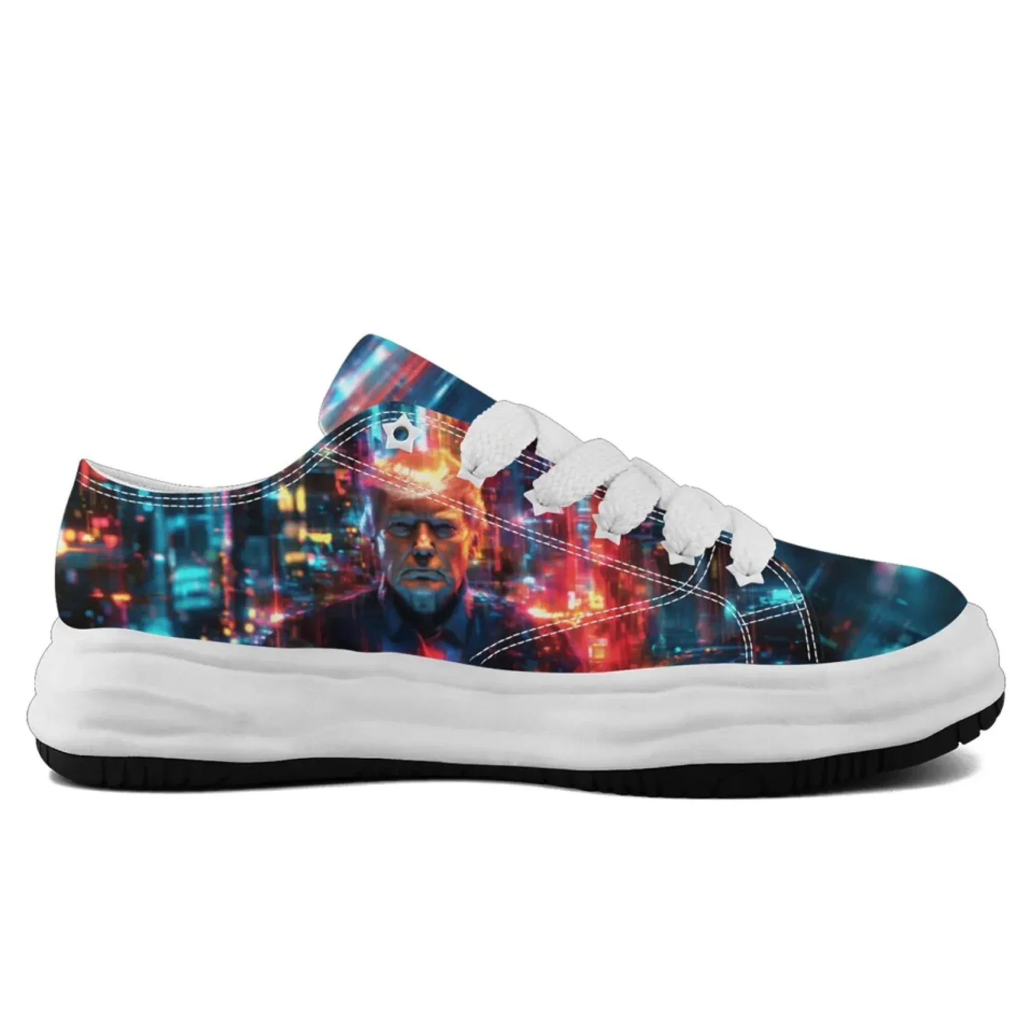 Personalized Trump Sneakers, Custom Patriotic Canvas Shoes, Bio-degradable Unisex Shoes