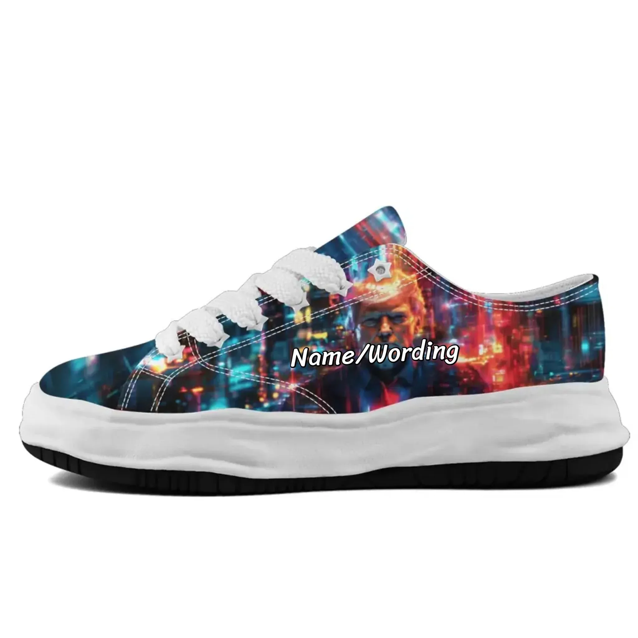 Personalized Trump Sneakers, Custom Patriotic Canvas Shoes, Bio-degradable Unisex Shoes