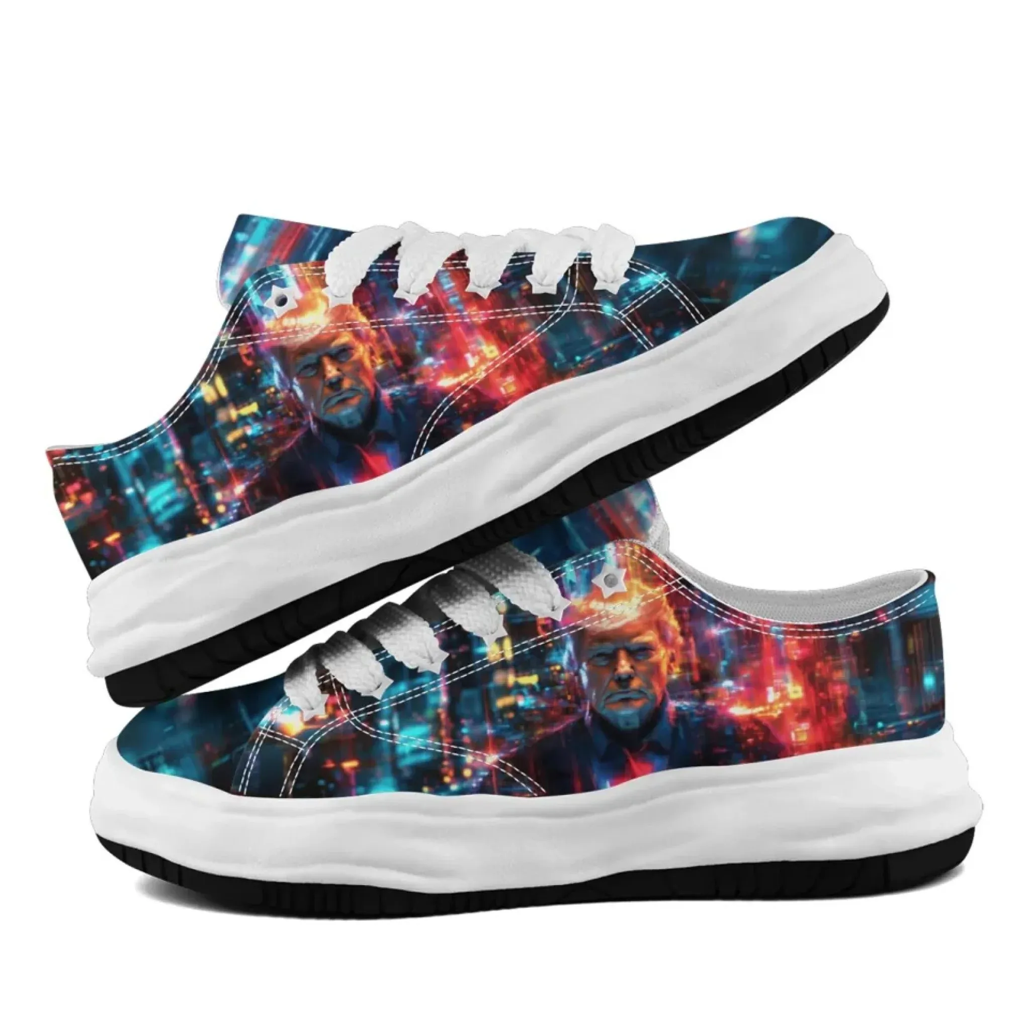 Personalized Trump Sneakers, Custom Patriotic Canvas Shoes, Bio-degradable Unisex Shoes