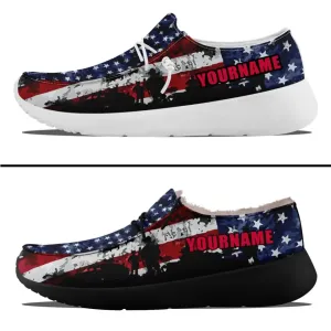 Unique Gift,Personalized Patriotic Canvas Slip-On Sneakers, Custom USA Flag Design Loafer Shoes, Buy One Get One Gift,ZH-240202305-7bb