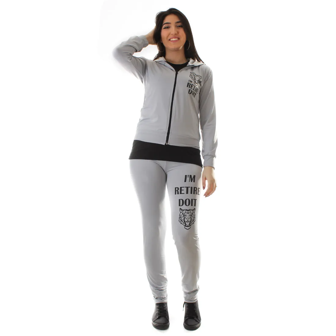 Women's Workout 3 Piece Set/ gray -6220
