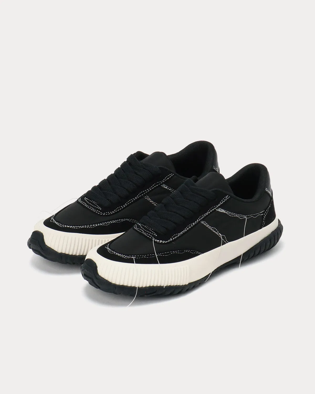 Y's Ox Rough Stitch Black / White Low Top Sneakers